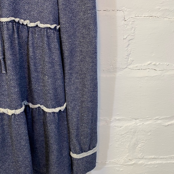 12PM by Monday Ami Womens Swing Zip Up Hoodie Cotton Denim Look Sweatshirt - Picture 5 of 12